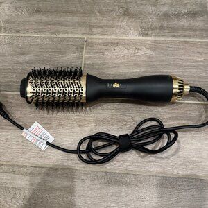 1000W Hot Air Brush Blow Dryer Round Volumizer Black & Gold Salon Style Tool